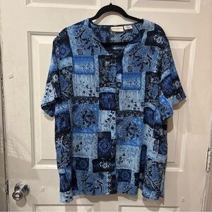 Jaclyn Smith Blue Patchwork Blouse